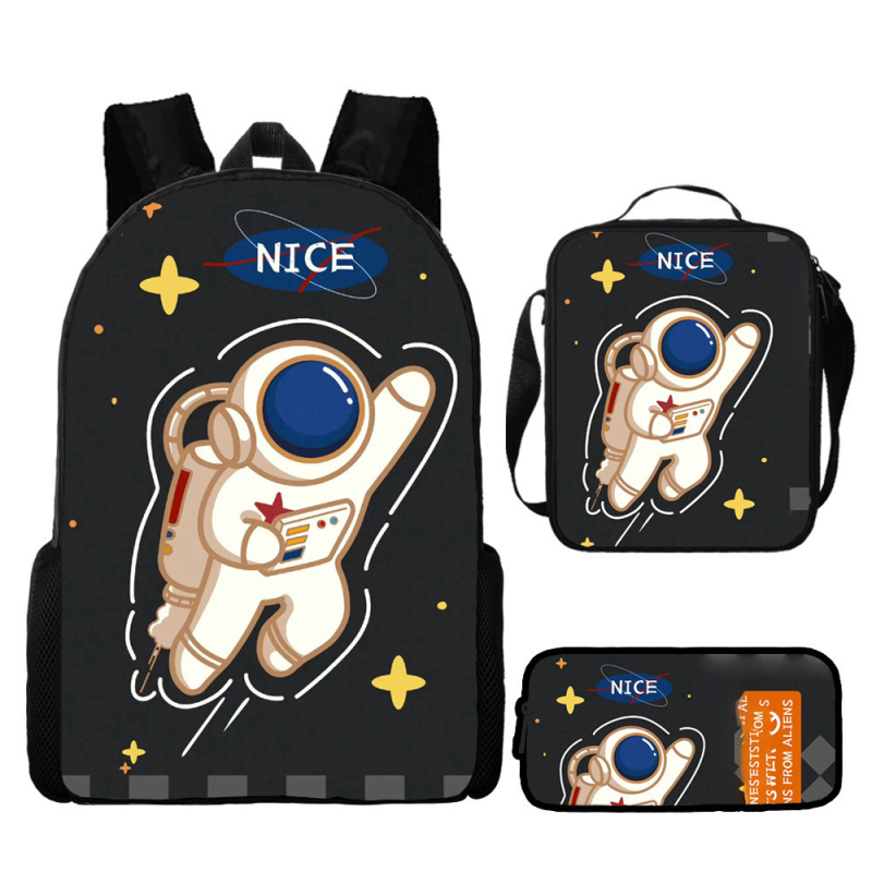 Rucsac astronaut pentru elevi de școala primară, material Oxford, respirabil și impermeabil, model desen animat, cu curele cu pernă de aer