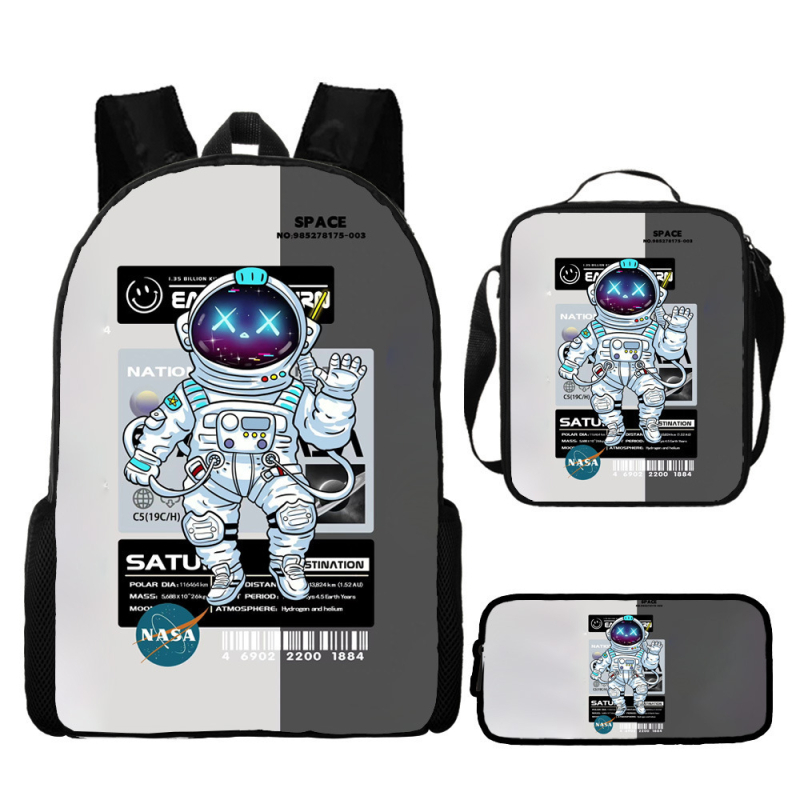 Rucsac astronaut pentru elevi de școala primară, material Oxford, respirabil și impermeabil, model desen animat, cu curele cu pernă de aer