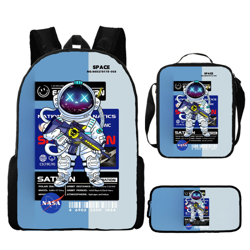 Rucsac astronaut pentru elevi de școala primară, material Oxford, respirabil și impermeabil, model desen animat, cu curele cu pernă de aer