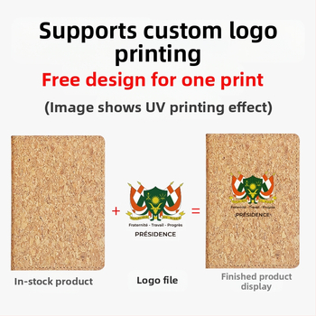 Pasportų ir kortelių dėklas iš natūralios kamštienos ir medžio rašto PU, logotipo spauda – dviejų plokščių dizainas