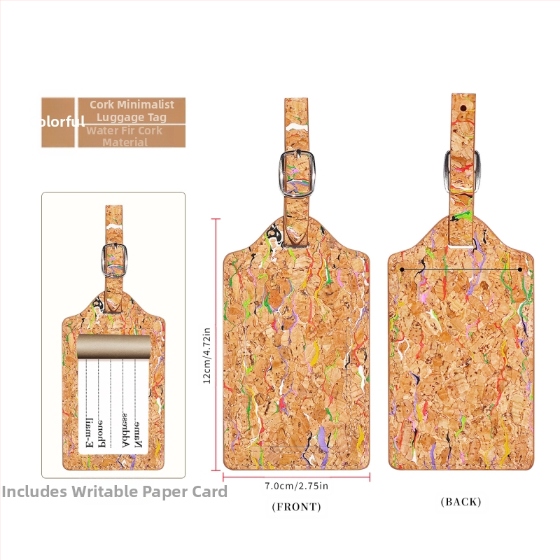 Pasportų ir kortelių dėklas iš natūralios kamštienos ir medžio rašto PU, logotipo spauda – dviejų plokščių dizainas