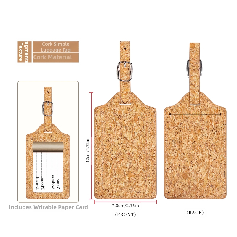 Pasportų ir kortelių dėklas iš natūralios kamštienos ir medžio rašto PU, logotipo spauda – dviejų plokščių dizainas