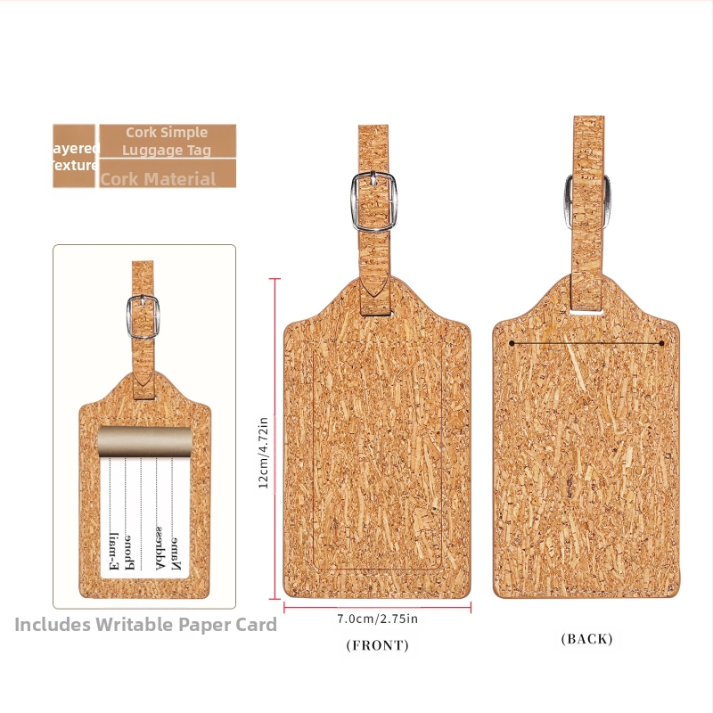 Pasportų ir kortelių dėklas iš natūralios kamštienos ir medžio rašto PU, logotipo spauda – dviejų plokščių dizainas