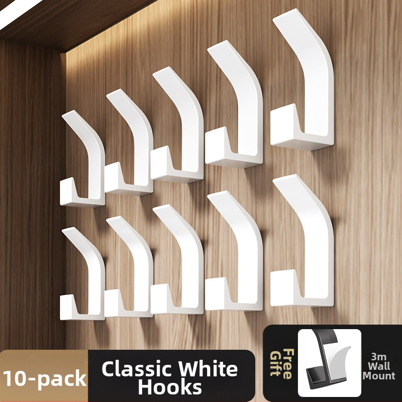 Αγκίστρι αυτοκόλλητο χωρίς τρύπες για κουζίνα και μπάνιο, ένας γάντζος, μοντέρνος μινιμαλισμός (Υλικό: πλαστικό; Φόρτωση: 5 kg; Στυλ: ένας γάντζος; Ποσότητα: 5–10)