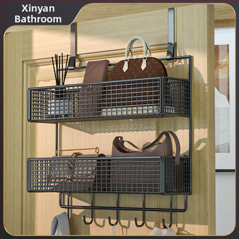 Μεταλλική κρεμάστρα πόρτας με κρεμάμενο καλάθι, 1–3 επίπεδα, εγκατάσταση χωρίς οπές, επίστρωση από σπρέι πλαστικό, φόρτωση 10–15 κιλά