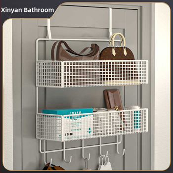 Μεταλλική κρεμάστρα πόρτας με κρεμάμενο καλάθι, 1–3 επίπεδα, εγκατάσταση χωρίς οπές, επίστρωση από σπρέι πλαστικό, φόρτωση 10–15 κιλά