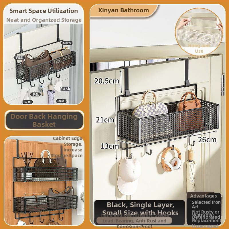 Vasból készült ajtó mögötti fali tartó ruhadarabokkal, 1–3 szint, fúrás nélküli rögzítés, spray-plasztik felület, teherbírás 10–15 kg