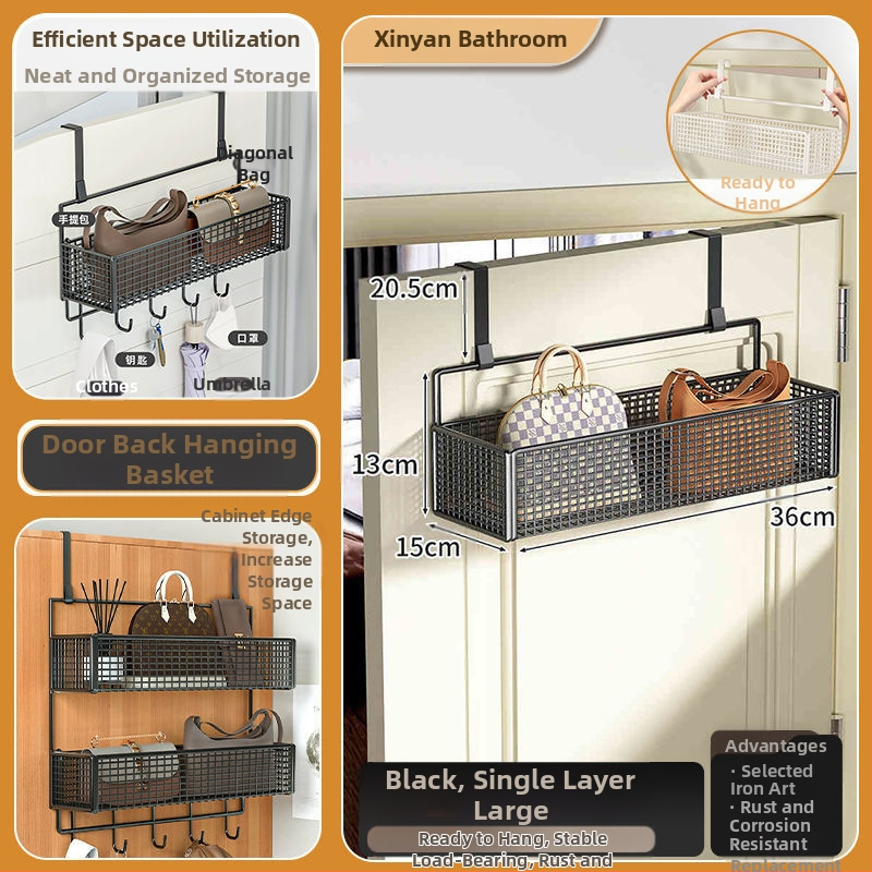 Vasból készült ajtó mögötti fali tartó ruhadarabokkal, 1–3 szint, fúrás nélküli rögzítés, spray-plasztik felület, teherbírás 10–15 kg