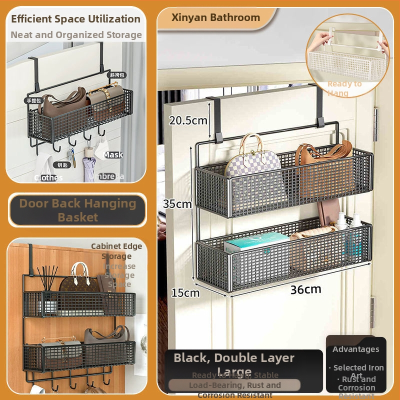 Vasból készült ajtó mögötti fali tartó ruhadarabokkal, 1–3 szint, fúrás nélküli rögzítés, spray-plasztik felület, teherbírás 10–15 kg