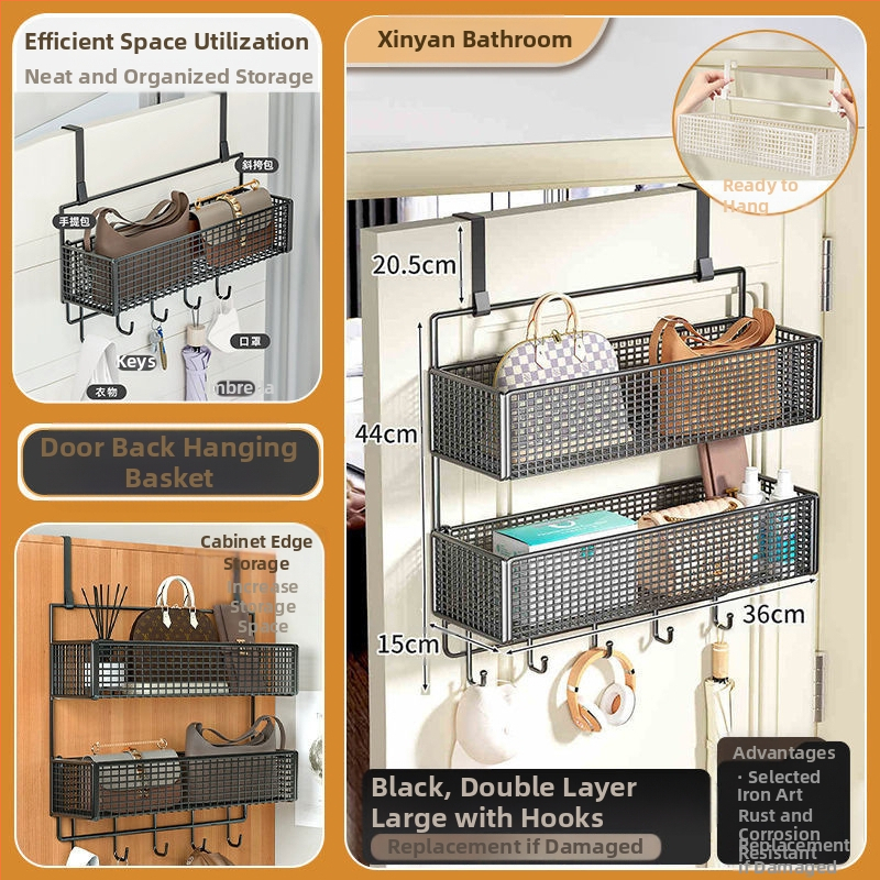 Vasból készült ajtó mögötti fali tartó ruhadarabokkal, 1–3 szint, fúrás nélküli rögzítés, spray-plasztik felület, teherbírás 10–15 kg