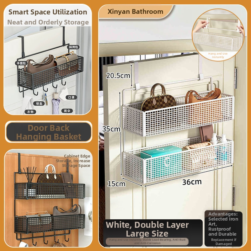 Vasból készült ajtó mögötti fali tartó ruhadarabokkal, 1–3 szint, fúrás nélküli rögzítés, spray-plasztik felület, teherbírás 10–15 kg