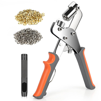 Unealtă manuală pentru ochiuri pe țesături – construcție din fier și oțel carbon, clește pentru ochiuri cu ciocan, potrivită pentru îmbrăcăminte, genți și textile publicitare