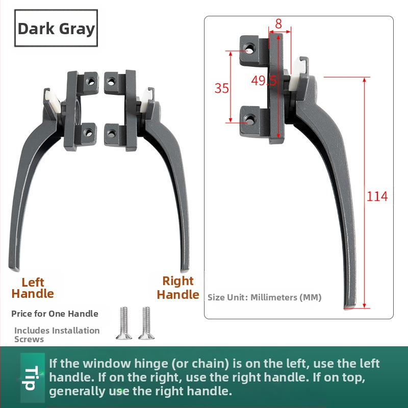 Λαβή παραθύρου – μοντέρνος μινιμαλιστικός σχεδιασμός, μοντέλο 050, υλικό: κράμα ψευδάργύρου