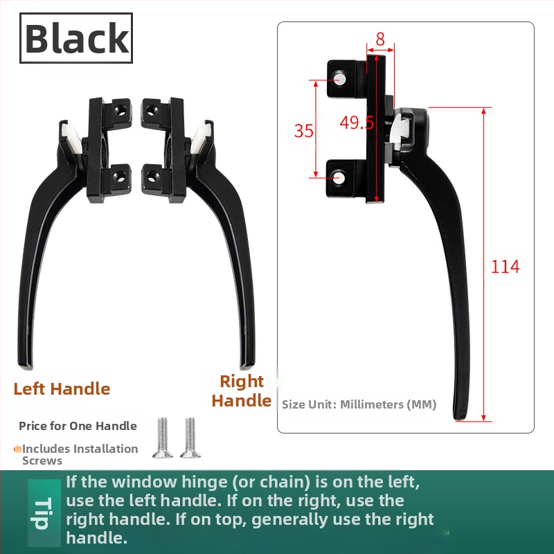 Λαβή παραθύρου – μοντέρνος μινιμαλιστικός σχεδιασμός, μοντέλο 050, υλικό: κράμα ψευδάργύρου