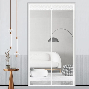 Антикомарна завеса за врата към климатик с магнитна диамантена мрежа и лепяща лента; Материал: мрежа за врати; Подходяща за спалня, балкон и търговски обекти; Стил: модерен минимализъм; Шарки: ивици, едноцветна, квадрати