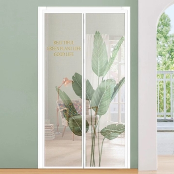 Антикомарна завеса за врата към климатик с магнитна диамантена мрежа и лепяща лента; Материал: мрежа за врати; Подходяща за спалня, балкон и търговски обекти; Стил: модерен минимализъм; Шарки: ивици, едноцветна, квадрати