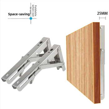 Αναδιπλούμενη τριγωνική στήριξη τοίχου από ανοξείδωτο ατσάλι, μοντέλο 0362, βουρτσισμένο φινίρισμα