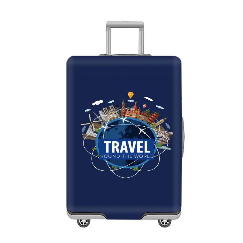 Удебелен еластичен калъф за багаж с персонализиран печат, цип за закопчаване, лека дишаща полиестрова материя, износоустойчива защита за пътуване