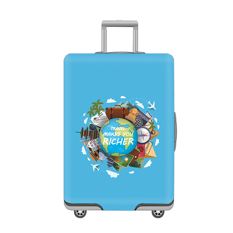 Удебелен еластичен калъф за багаж с персонализиран печат, цип за закопчаване, лека дишаща полиестрова материя, износоустойчива защита за пътуване
