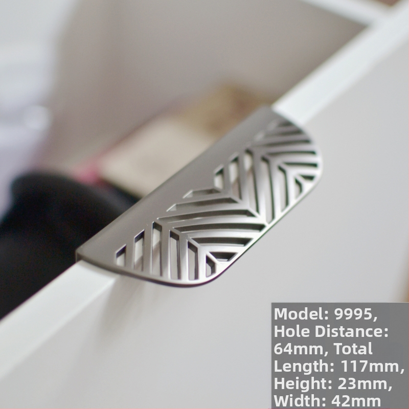 Κρυφή λαβή ντουλαπιού σε σχήμα φύλλου, από κράμα ψευδαργύρου, φινίρισμα ηλεκτροπλατίνας, μοντέλο 9995, Jiaao