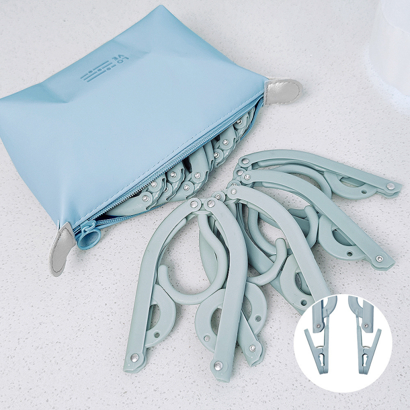 Πτυσσόμενη κρεμάστρα ταξιδιού για ρούχα - φορητός πλαστικός στεγνωτήρας ρούχων, σετ 8 τεμαχίων, μοντέρνος μινιμαλιστικός σχεδιασμός