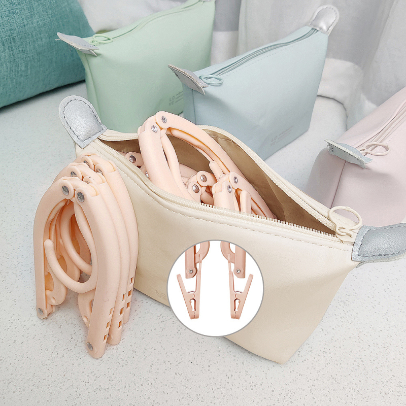 Πτυσσόμενη κρεμάστρα ταξιδιού για ρούχα - φορητός πλαστικός στεγνωτήρας ρούχων, σετ 8 τεμαχίων, μοντέρνος μινιμαλιστικός σχεδιασμός