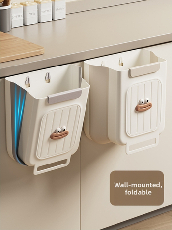 Επιτοίχιος διπλωτός πλαστικός κάδος απορριμμάτων κουζίνας, κυλινδρικού σχήματος, για πόρτες ντουλαπιών