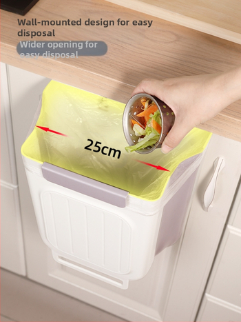Επιτοίχιος διπλωτός πλαστικός κάδος απορριμμάτων κουζίνας, κυλινδρικού σχήματος, για πόρτες ντουλαπιών