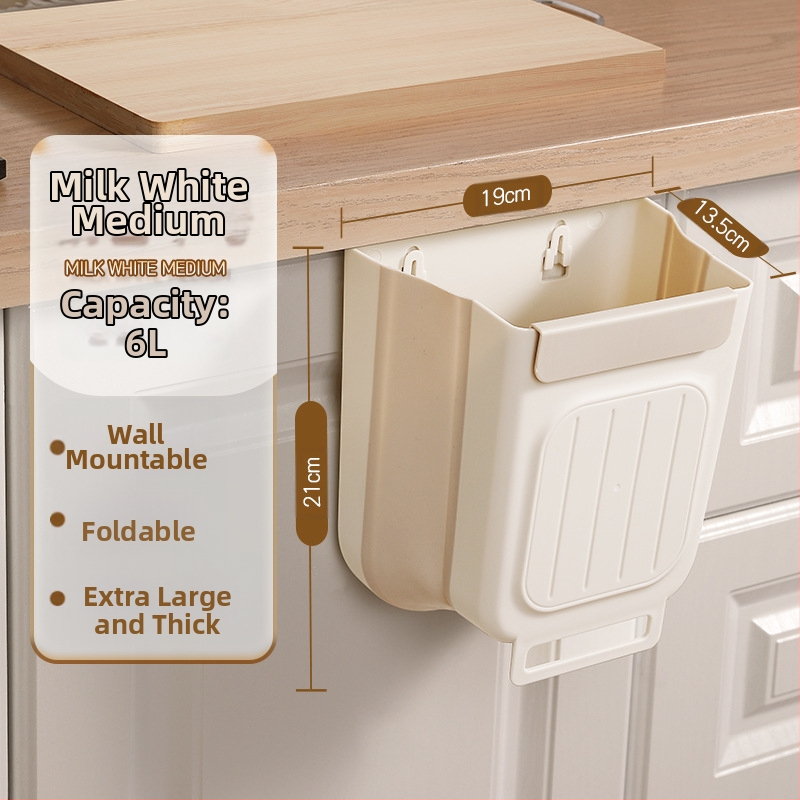 Επιτοίχιος διπλωτός πλαστικός κάδος απορριμμάτων κουζίνας, κυλινδρικού σχήματος, για πόρτες ντουλαπιών