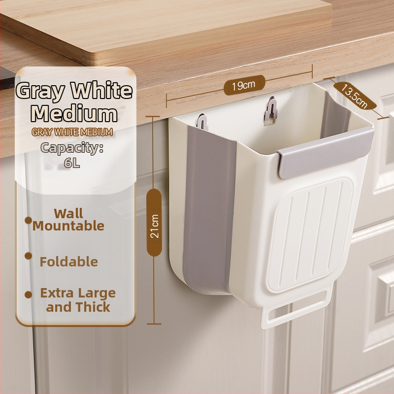 Επιτοίχιος διπλωτός πλαστικός κάδος απορριμμάτων κουζίνας, κυλινδρικού σχήματος, για πόρτες ντουλαπιών