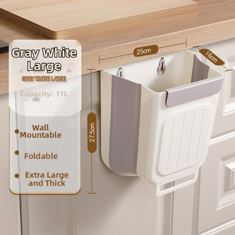 Επιτοίχιος διπλωτός πλαστικός κάδος απορριμμάτων κουζίνας, κυλινδρικού σχήματος, για πόρτες ντουλαπιών