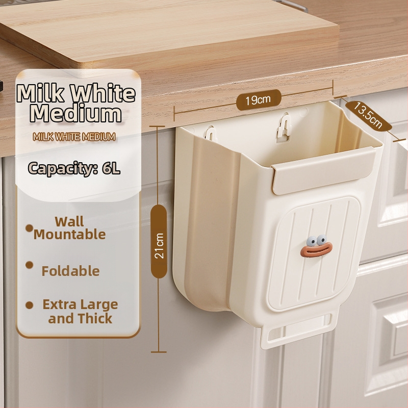 Επιτοίχιος διπλωτός πλαστικός κάδος απορριμμάτων κουζίνας, κυλινδρικού σχήματος, για πόρτες ντουλαπιών