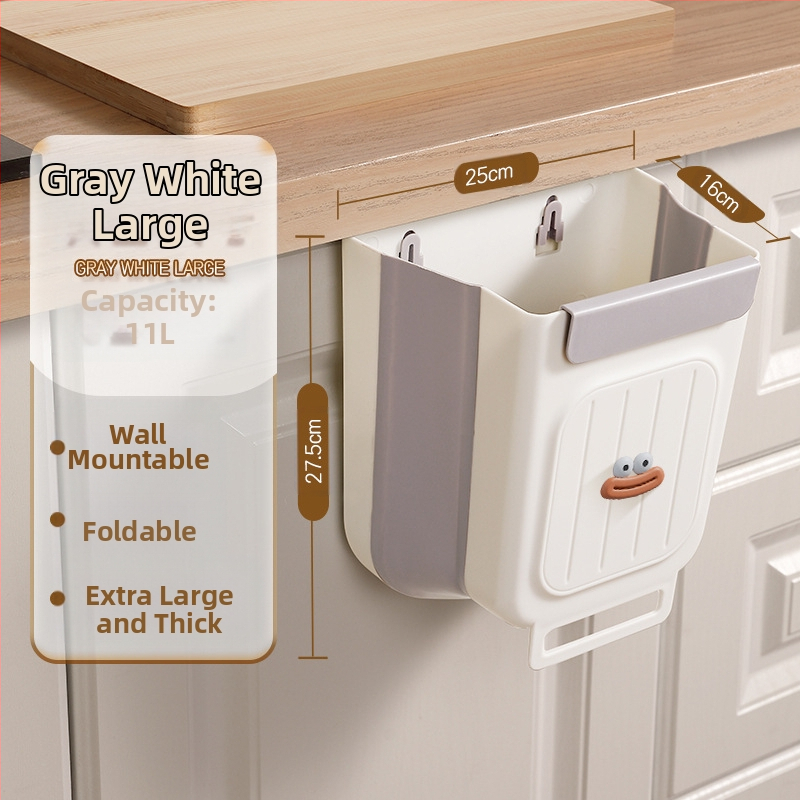 Επιτοίχιος διπλωτός πλαστικός κάδος απορριμμάτων κουζίνας, κυλινδρικού σχήματος, για πόρτες ντουλαπιών