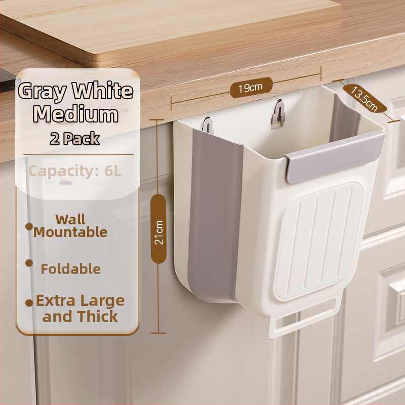 Επιτοίχιος διπλωτός πλαστικός κάδος απορριμμάτων κουζίνας, κυλινδρικού σχήματος, για πόρτες ντουλαπιών