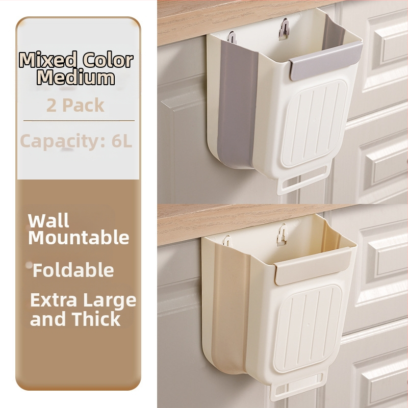 Επιτοίχιος διπλωτός πλαστικός κάδος απορριμμάτων κουζίνας, κυλινδρικού σχήματος, για πόρτες ντουλαπιών