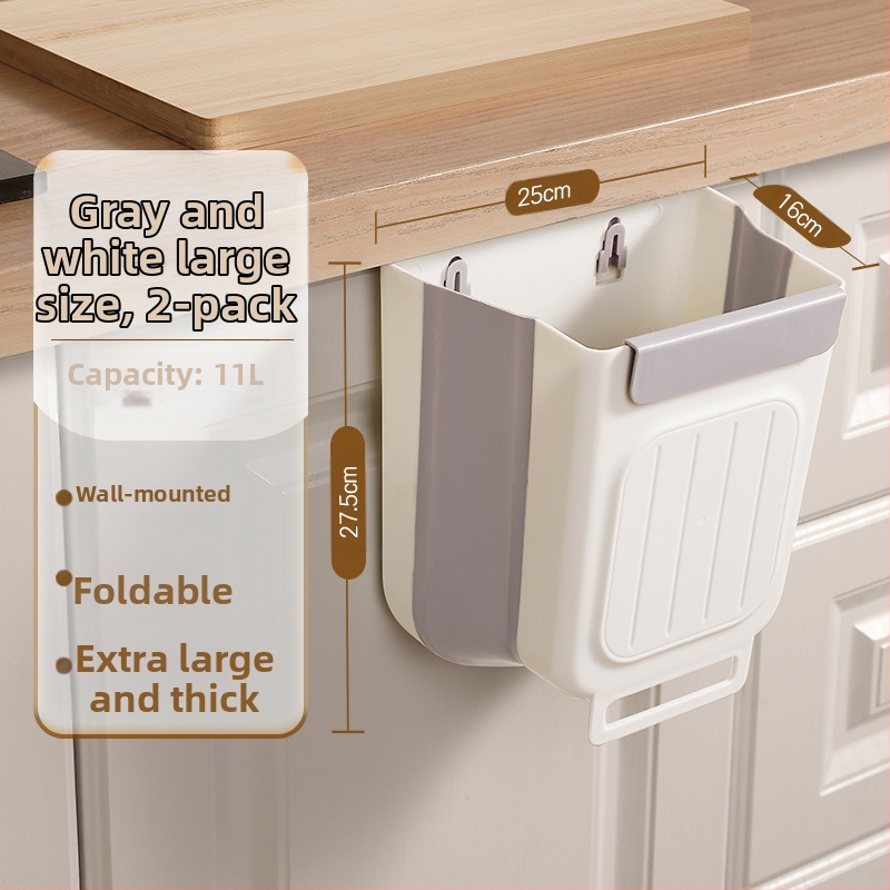 Επιτοίχιος διπλωτός πλαστικός κάδος απορριμμάτων κουζίνας, κυλινδρικού σχήματος, για πόρτες ντουλαπιών