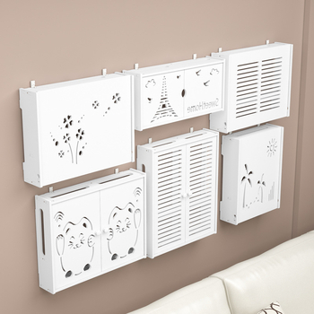 Τοίχο-εγκαταστημένο ράφι αποθήκευσης για ασύρματο Wi-Fi TV box και δρομολογητή | PVC υλικό | Junqi Creative | προστασία από τη σκόνη