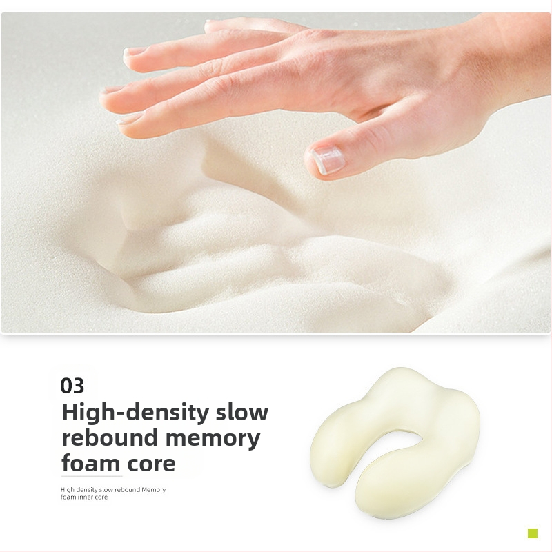 U-образена възглавница за пътуване: мемори пяна; качулка; сваляема обвивка; плат катионен; стил модерна простота; тегло ≤0.5 кг