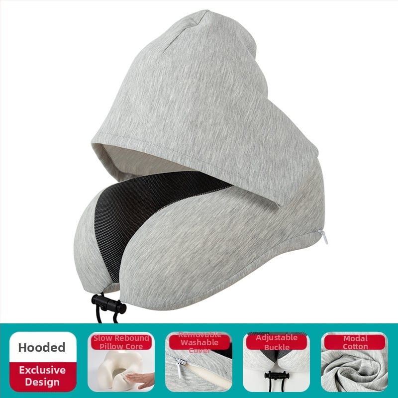 Μαξιλάρι σε σχήμα U για ταξίδια: μνήμη αφρού; κουκούλα; αποσπώμενο κάλυμμα; ύφασμα κατιονικό; μοντέρνο μινιμαλιστικό στυλ; βάρος ≤0.5 кг