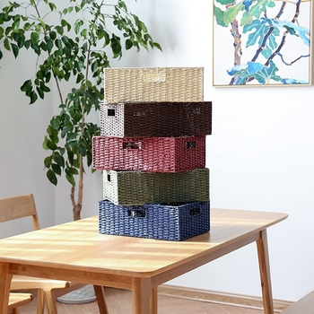 Πλεκτή καλαθούλα γραφείου αποθήκευσης – Πολυχρησικός φορητός οργανωτής, 9 L χωρητικότητα, ιαπωνικό στυλ