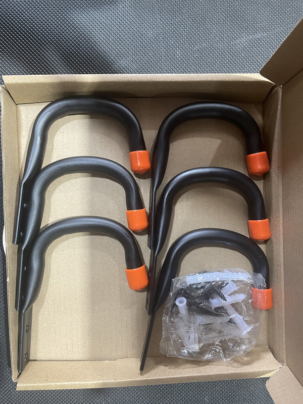 Σετ γάντζων για γκαράζ — έξι γάντζοι για ποδήλατα με βίδες, κατάλληλο για αποθήκευση σε κήπο και γκαράζ, μέγιστο φορτίο 15 κιλά