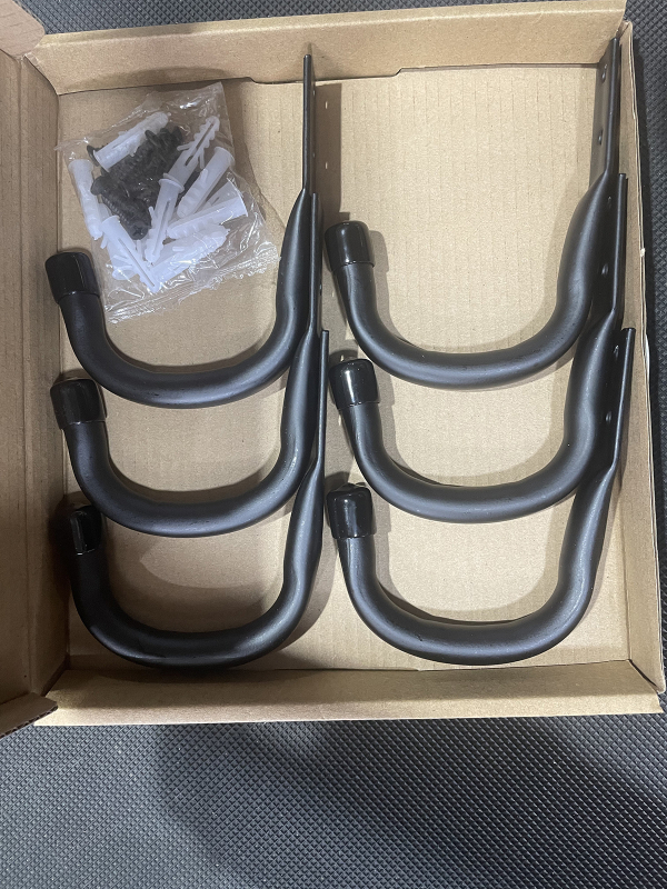 Σετ γάντζων για γκαράζ — έξι γάντζοι για ποδήλατα με βίδες, κατάλληλο για αποθήκευση σε κήπο και γκαράζ, μέγιστο φορτίο 15 κιλά