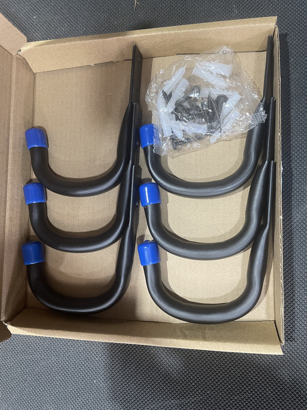 Σετ γάντζων για γκαράζ — έξι γάντζοι για ποδήλατα με βίδες, κατάλληλο για αποθήκευση σε κήπο και γκαράζ, μέγιστο φορτίο 15 κιλά