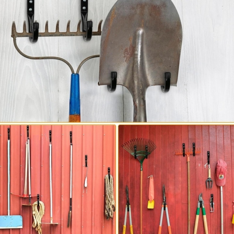 Σετ γάντζων για γκαράζ — έξι γάντζοι για ποδήλατα με βίδες, κατάλληλο για αποθήκευση σε κήπο και γκαράζ, μέγιστο φορτίο 15 κιλά