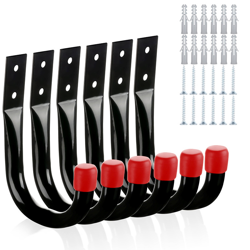 Σετ γάντζων για γκαράζ — έξι γάντζοι για ποδήλατα με βίδες, κατάλληλο για αποθήκευση σε κήπο και γκαράζ, μέγιστο φορτίο 15 κιλά