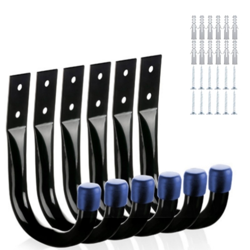 Σετ γάντζων για γκαράζ — έξι γάντζοι για ποδήλατα με βίδες, κατάλληλο για αποθήκευση σε κήπο και γκαράζ, μέγιστο φορτίο 15 κιλά