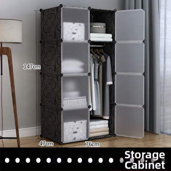 Πλαστική ντουλάπα με ενισχυμένο μεταλλικό πλαίσιο, απλός μοντέρνος σχεδιασμός, ντουλάπι αποθήκευσης υπνοδωματίου