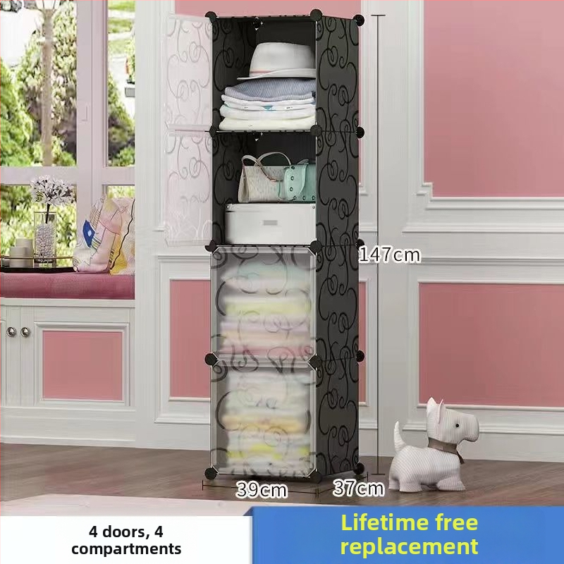 Πλαστική ντουλάπα με ενισχυμένο μεταλλικό πλαίσιο, απλός μοντέρνος σχεδιασμός, ντουλάπι αποθήκευσης υπνοδωματίου