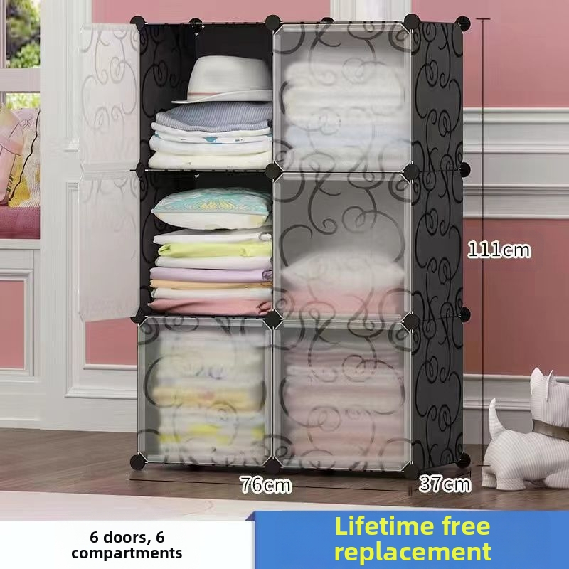 Πλαστική ντουλάπα με ενισχυμένο μεταλλικό πλαίσιο, απλός μοντέρνος σχεδιασμός, ντουλάπι αποθήκευσης υπνοδωματίου