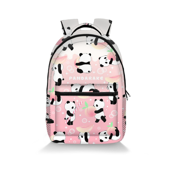 Poliészter Panda mintás hátizsák, több rekeszes, könnyű, nagy kapacitás
